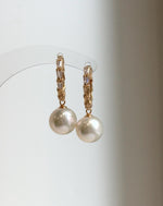 Edison white pearls stering silver earrings hoops for her