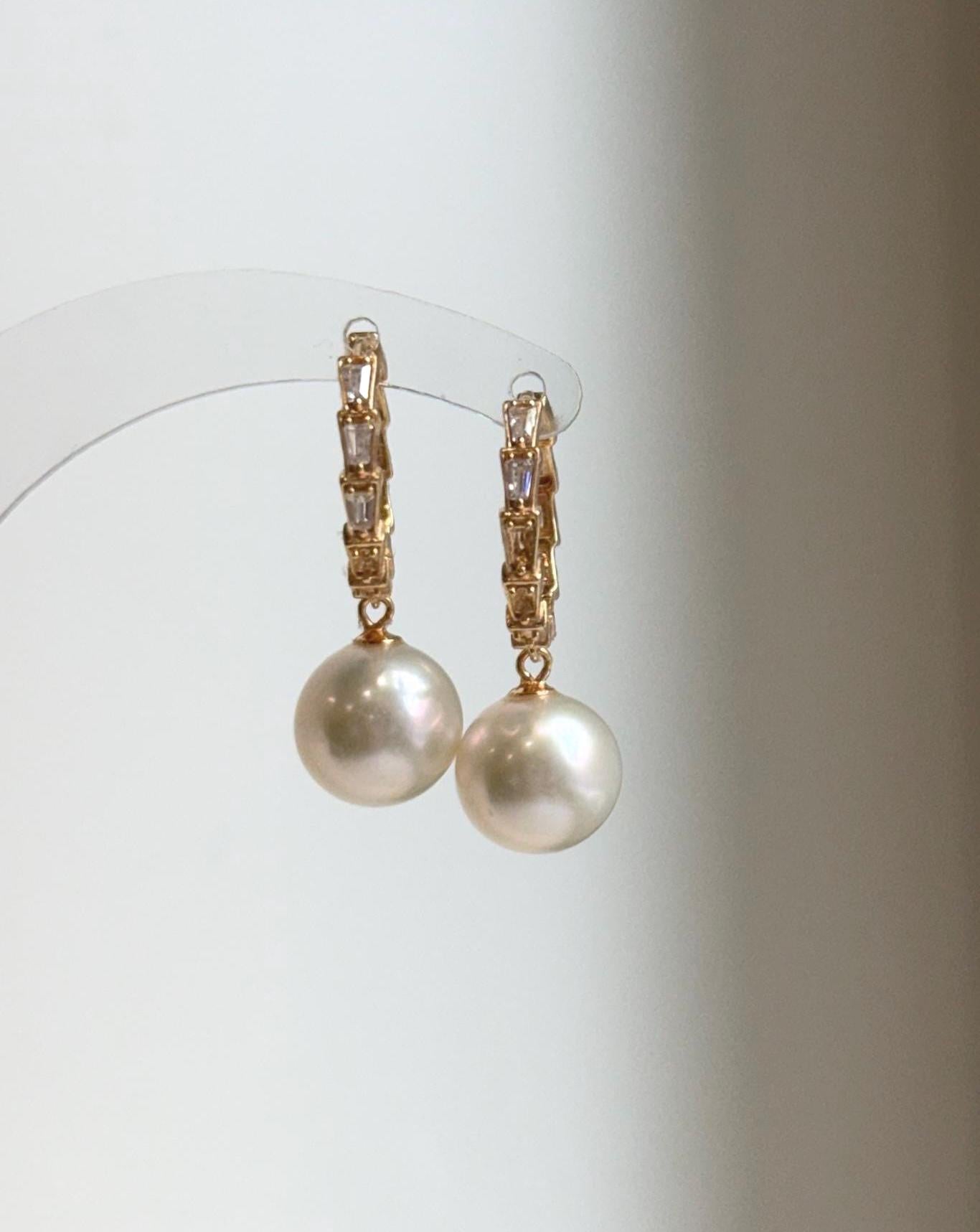 Edison white pearls stering silver earrings hoops for her