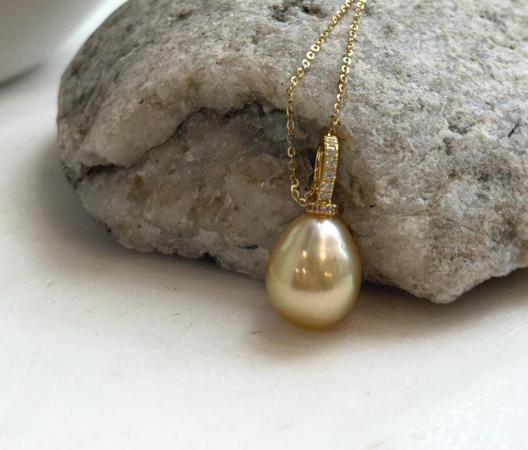 south sea golden ocean pearl sterling silver with 18k gold plated minimalist pendant for her