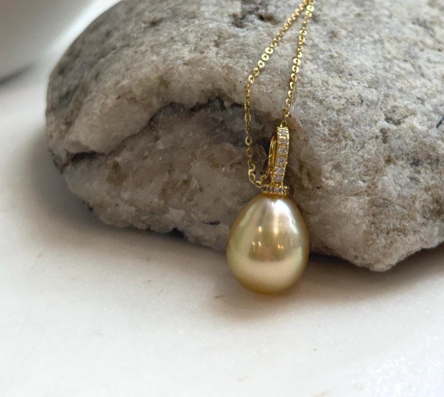 south sea golden ocean pearl sterling silver with 18k gold plated minimalist pendant for her