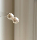 Elly’s 11.7mm White Edison Pearls Earrings Studs: Extreme luster Mirrored, S925 silver minimalist earrings studs.
