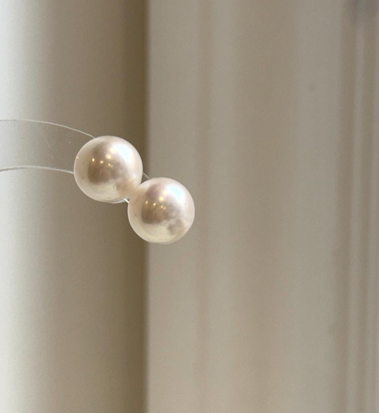Elly’s 11.7mm White Edison Pearls Earrings Studs: Extreme luster Mirrored, S925 silver minimalist earrings studs.