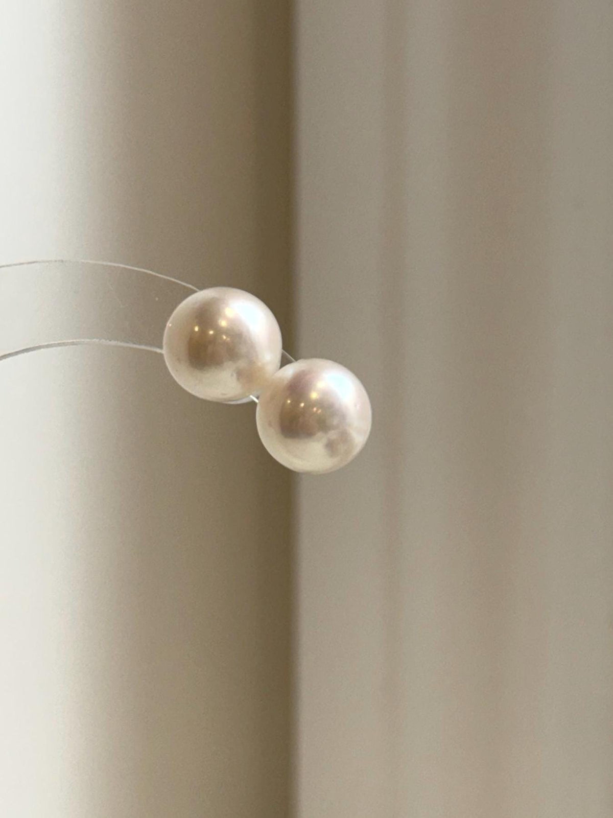 Elly’s 11.7mm White Edison Pearls Earrings Studs: Extreme luster Mirrored, S925 silver minimalist earrings studs.