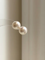 Elly’s 11.7mm White Edison Pearls Earrings Studs: Extreme luster Mirrored, S925 silver minimalist earrings studs.