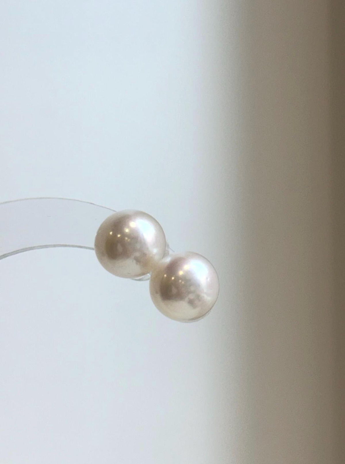 Elly’s 11.7mm White Edison Pearls Earrings Studs: Extreme luster Mirrored, S925 silver minimalist earrings studs.