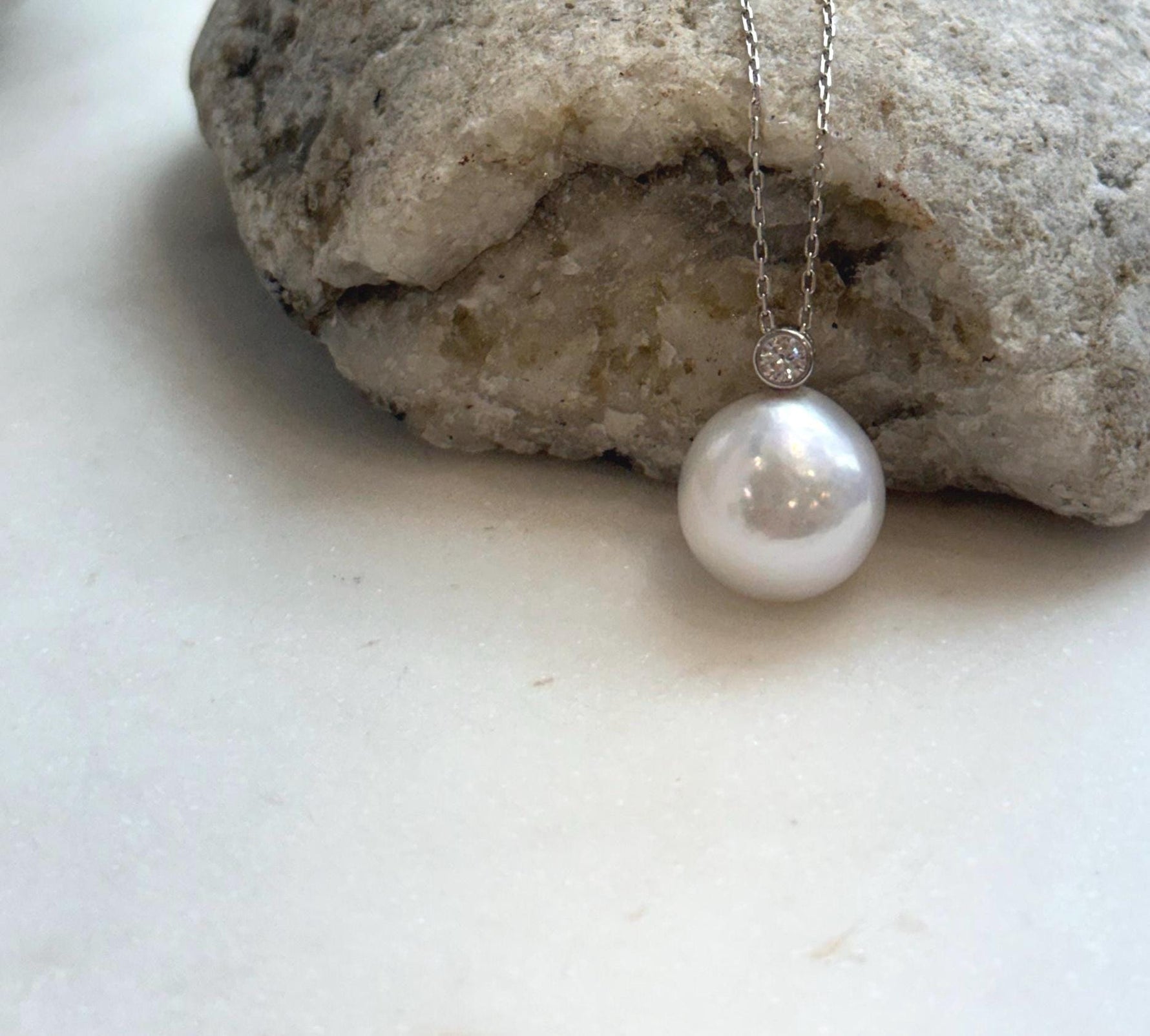 Edison white pearl sterling silver pendant for her