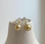 south sea deep tea golden ocean pearls S925 silver earrings studs