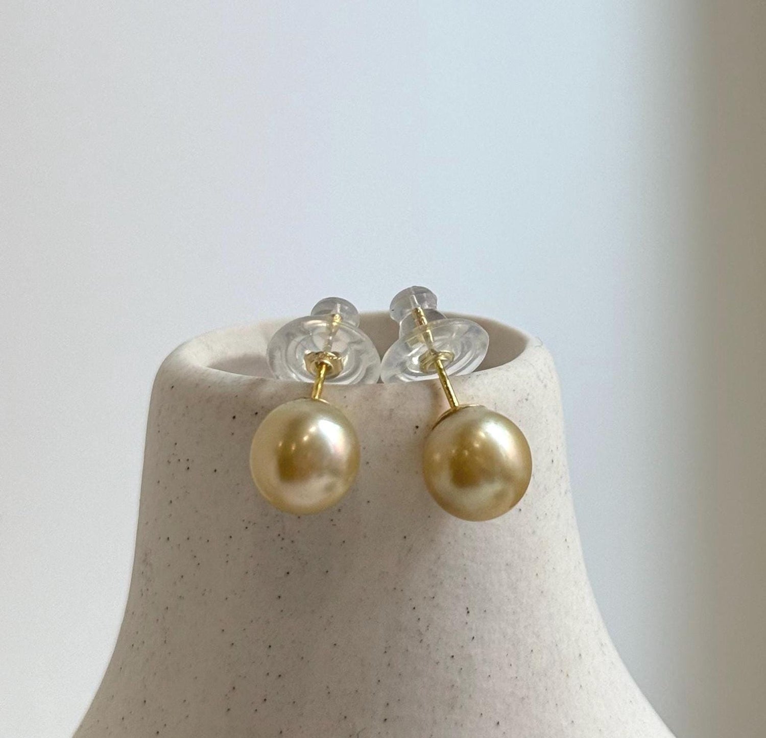 south sea deep tea golden ocean pearls S925 silver earrings studs