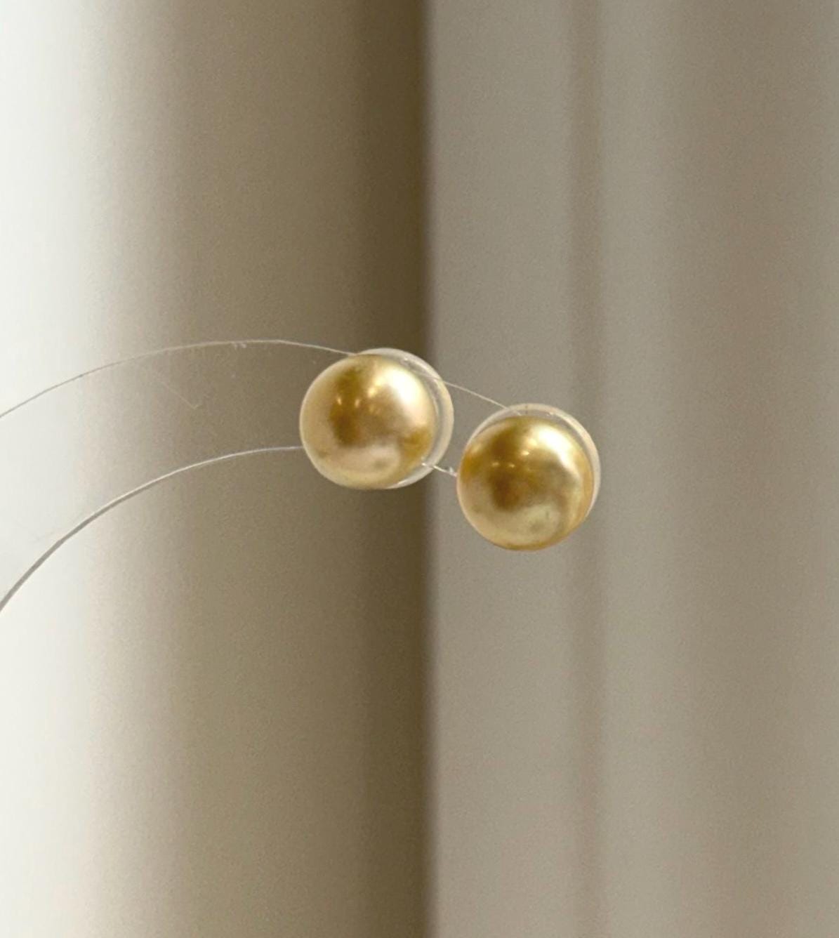 south sea deep tea golden ocean pearls S925 silver earrings studs