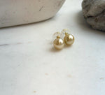 Elly’s 9.1mm Genius natural South sea deep tea gold ocean Pearls Earrings studs: Extreme luster, S925 silver earrings. 1 breath hole.