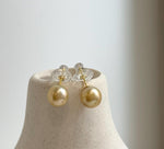 Elly’s 9.1mm Genius natural South sea deep tea gold ocean Pearls Earrings studs: Extreme luster, S925 silver earrings. 1 breath hole.
