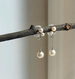 Elly’s 6pcs Akoya ocean ivory pearls earings no piercings: Extreme luster mirrored, 3.7-7.2mm, s925 silver earrings. Pearl jewelry idea.