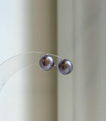 Elly’s 8.8mm Purple Freshwater Pearls Earrings Studs: Extreme luster Mirrored, S925 silver minimalist earrings studs.