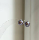 Elly’s 8.8mm Purple Freshwater Pearls Earrings Studs: Extreme luster Mirrored, S925 silver minimalist earrings studs.