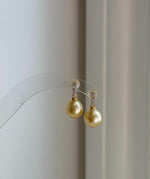 Elly’s 9.3mm South sea ultra golden ocean Pearls Earrings: Extreme luster mirrored, 1.8cm high, S925 silver earrings.