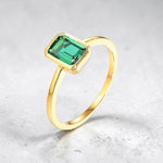 vivid green lab emerald sterling silver ring
