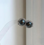 Elly’s 10.3mm Tahitian black Platinum ocean Pearls Earrings: Extreme luster Mirrored, 1.5cm high, S925 silver earrings.