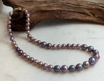 Elly’s 7.9-12.6mm Rose lavender Purple Freshwater Pearls Necklace Strand: Extreme luster mirrored, 18.3”, S925 silver necklace.
