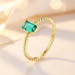 lab emerald sterling silver ring