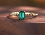 lab emerald sterling silver ring