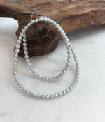 Elly’s 4.1-4.5mm Insale Freshwater blue silver Pearls Necklace: Extreme luster mirrored, To 18.5”, S925 silver necklace strand.