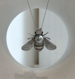 Elly’s Tahitian Platinum Ocean Pearl Bee Brooch Pendant 2in1: Extreme luster mirrored, 10.4mm, 4x3cm.