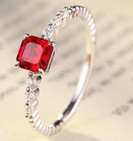 lab ruby gemstone Sterling silver ring