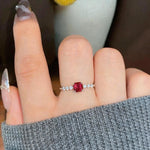 Lab Ruby Gemstone 4-Prong Ring| 0.7 CT/ 5x5mm Pigeon blood | Solid S925 Silver with 18K Gold plated | 