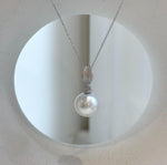 Elly’s 13mm Australian ocean white silver pearl cool Pendant: Extreme luster, 2.7cm high, S925 silver pendant.