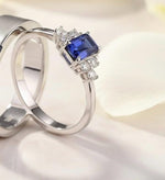 royal blue lab sapphire gemstone sterling silver ring