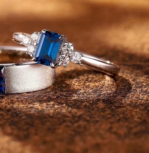 royal blue lab sapphire gemstone sterling silver ring