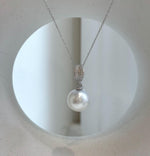Elly’s 13mm Australian ocean white silver pearl cool Pendant: Extreme luster, 2.7cm high, S925 silver pendant.
