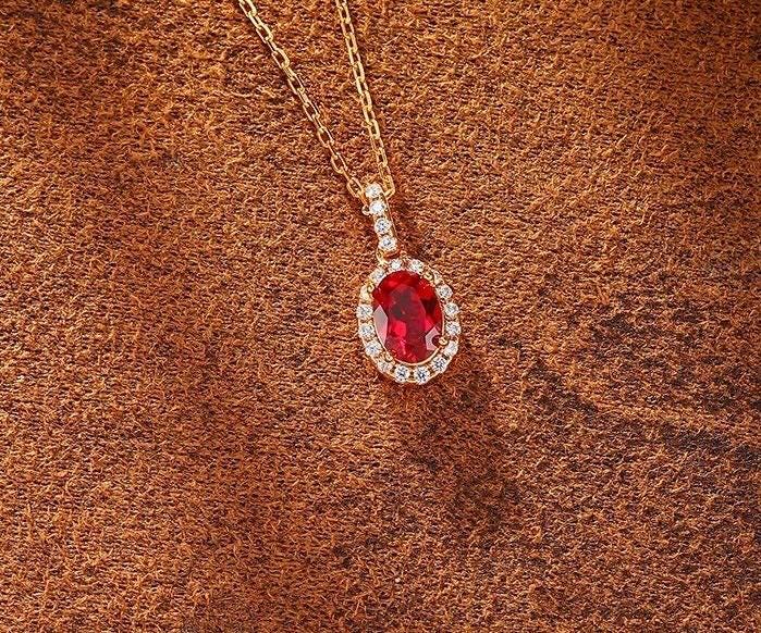 lab ruby gemstone sterling silver pendant