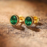 lab emerald vivid green gemstone sterling silver earrings