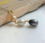 Tri 9.5-10.2mm South sea golden Tahitian Australian White pearls pendant: Extreme luster mirrored, 5.8cm high, S925 silver necklace set.
