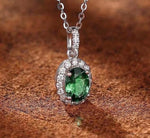 vivid green lab emerald sterling Silver Moissanite pendant