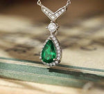 vivid green lab emerald sterling silver Moissanite pendant