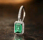Lab Emerald 4-Prong Gemstone Earrings hooks | 1ct/pc 5x7mm | Vivid green | Solid S925 Silver with 18K Gold plated Moissanite Earrings