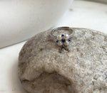 Elly’s 4pcs 4.2-4.5mm Freshwater white pearls Ring: Extreme luster mirrored, 1.1x1.1cm, S925 Silver Adjustable Ring.
