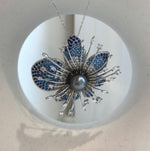 Elly’s Tahitian platinum Ocean Pearl Floral Brooch pendant 2in1: Extreme luster mirrored, 10.3mm, 5cm dia, no chain.