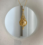 south sea golden ocean pearl net pocket pendant chain set