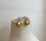 Elly’s 10.4mm Edison deep gold Pearls Earrings studs: Extreme luster Mirrored, 1.4cm high, S925 silver earrings studs.