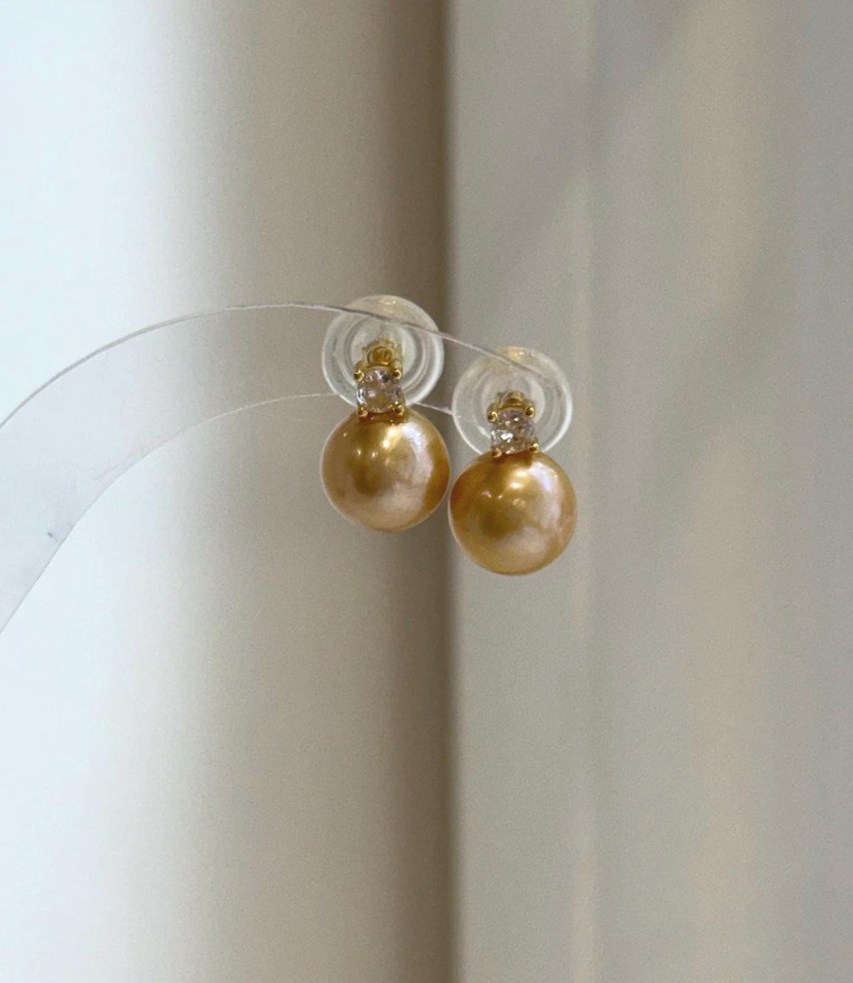 Elly’s 10.4mm Edison deep gold Pearls Earrings studs: Extreme luster Mirrored, 1.4cm high, S925 silver earrings studs.
