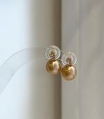 Elly’s 10.4mm Edison deep gold Pearls Earrings studs: Extreme luster Mirrored, 1.4cm high, S925 silver earrings studs.