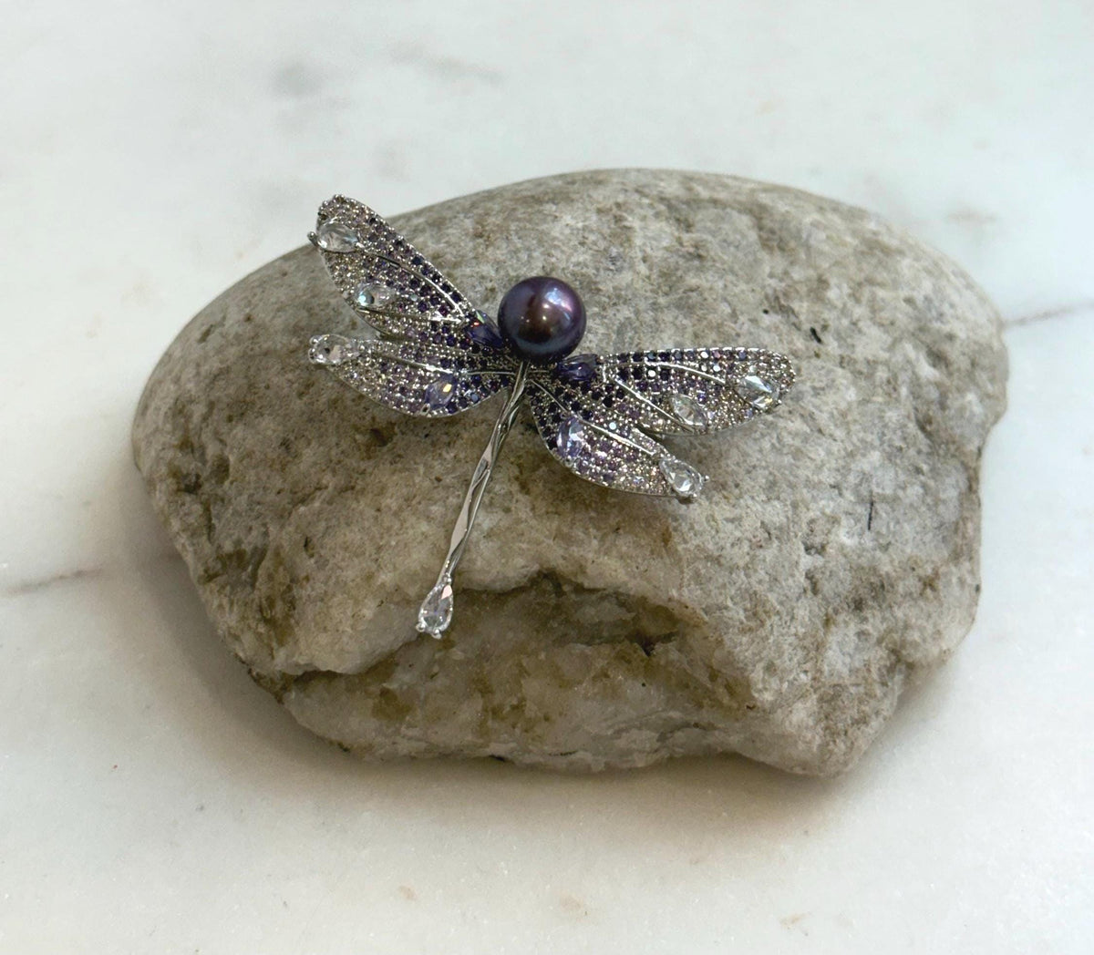 purple pearl cool fancy daily dragonfly brooch
