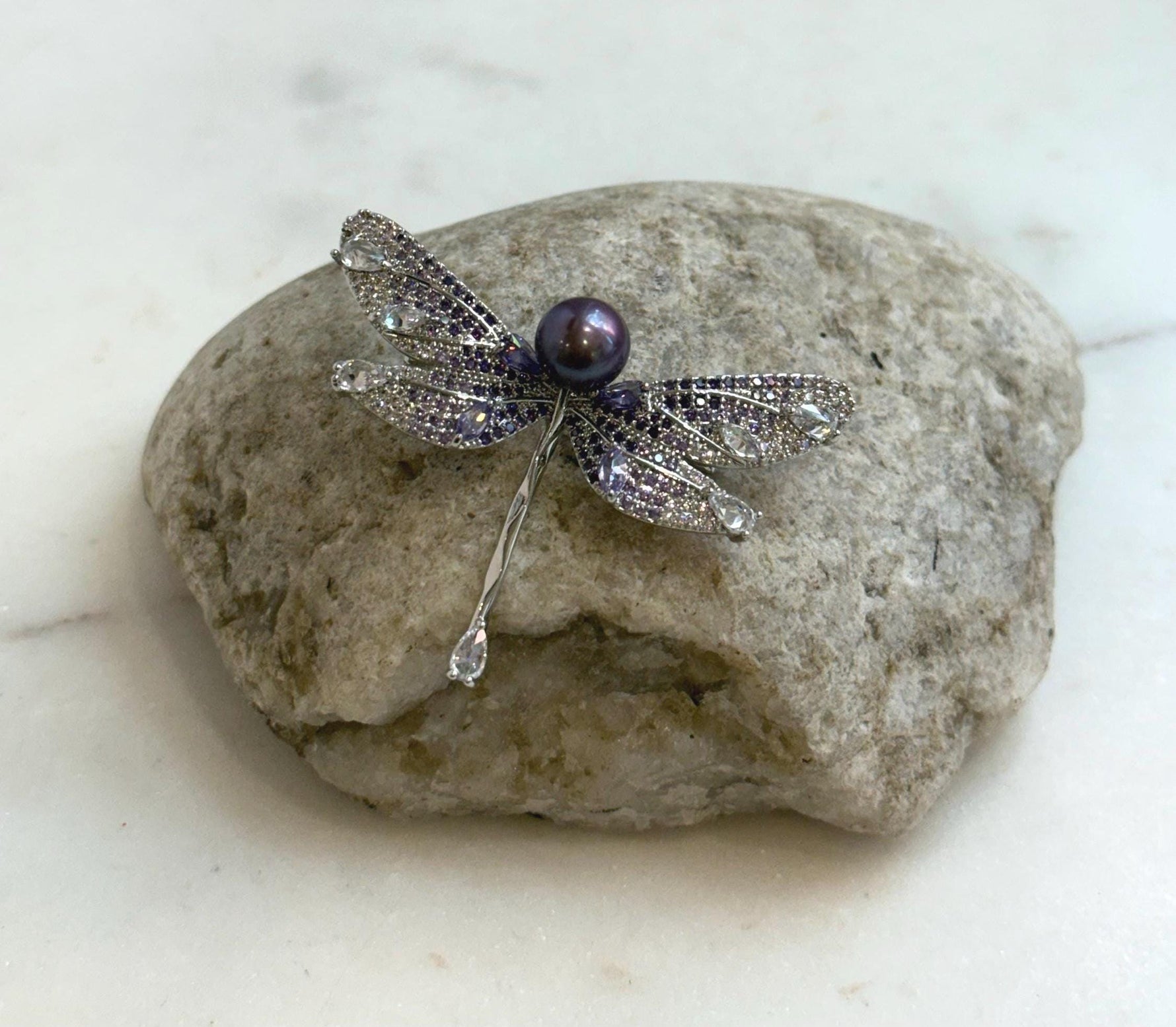 purple pearl cool fancy daily dragonfly brooch
