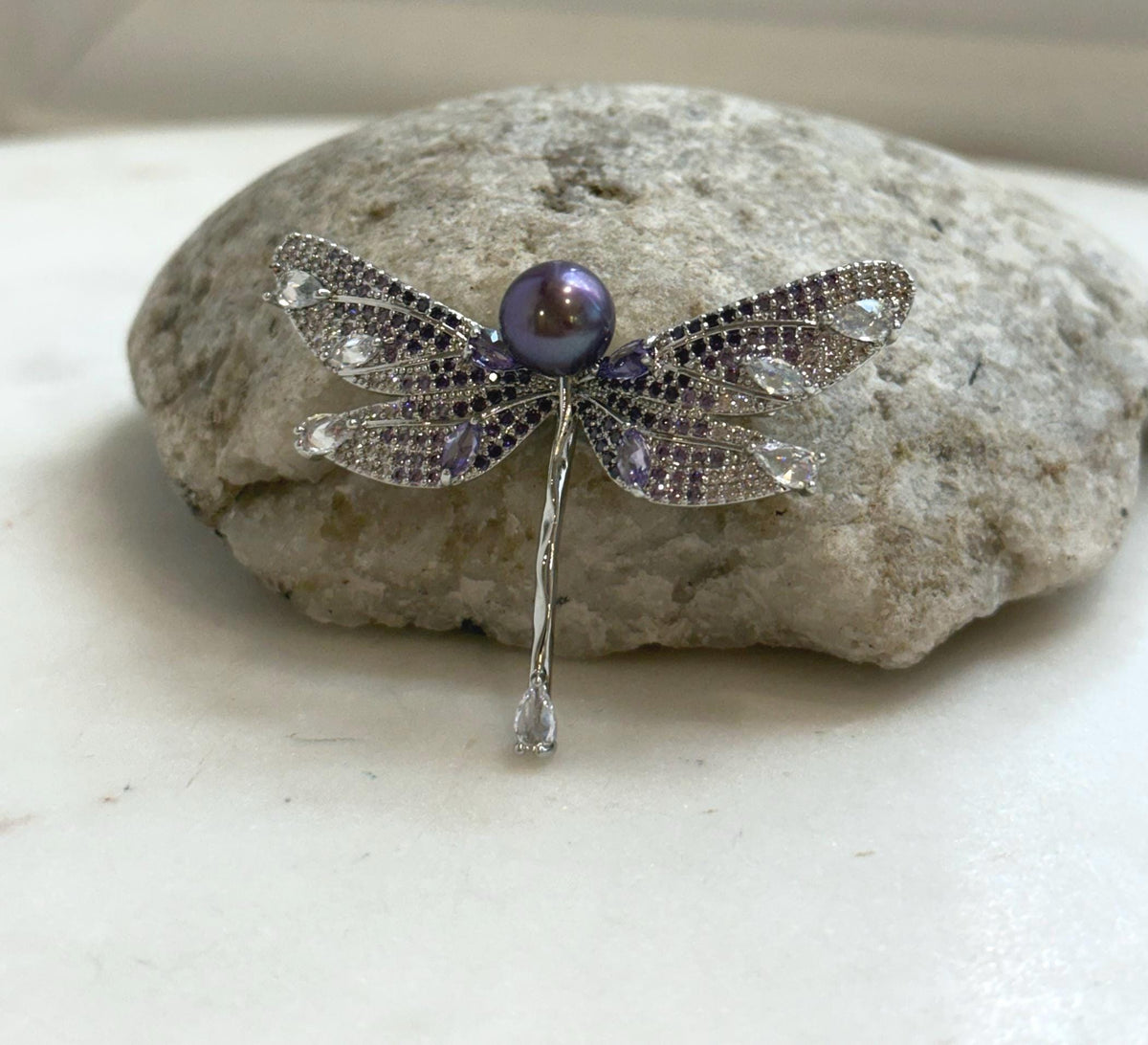 purple pearl cool fancy daily dragonfly brooch