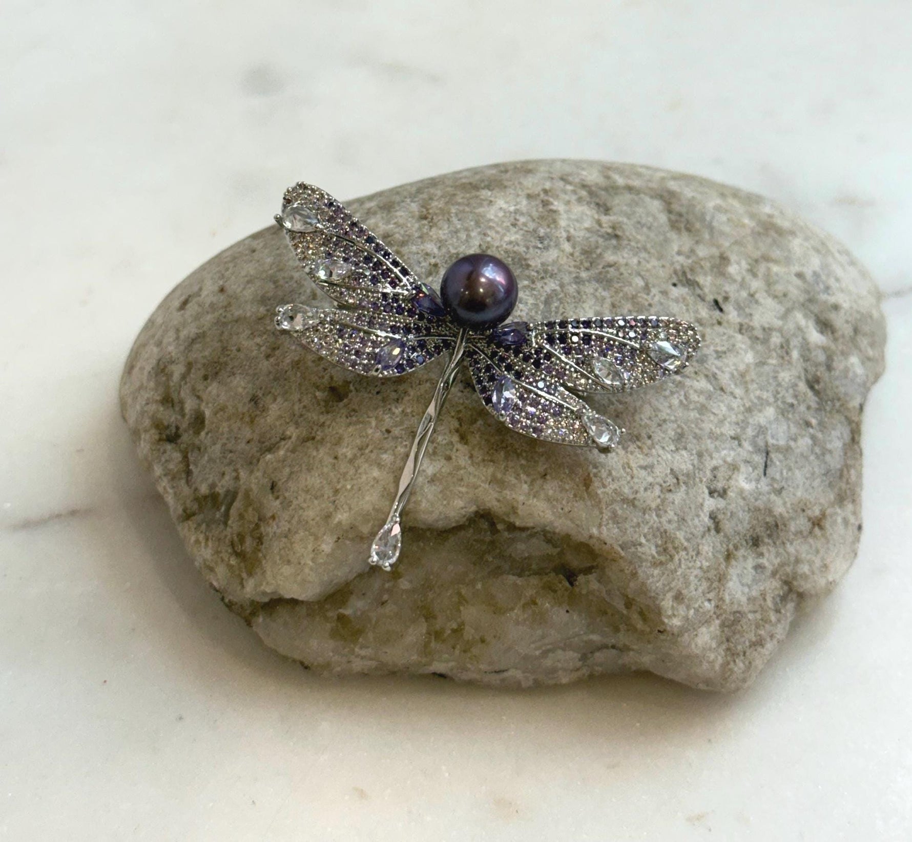 purple pearl cool fancy daily dragonfly brooch