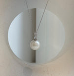Elly’s 12.7mm Australian ocean silken white pearl cool Pendant: Extreme luster, 2.3cm high, S925 silver pendant.