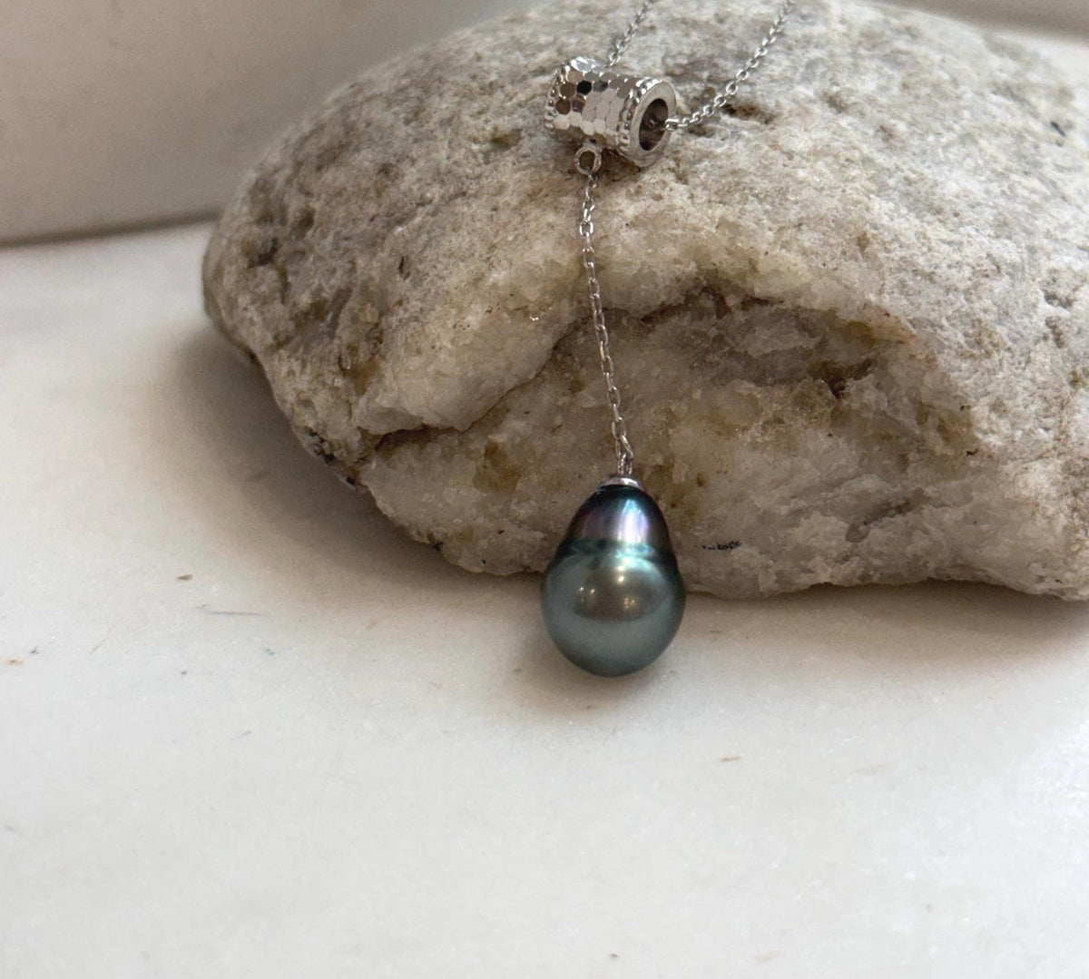 Elly’s 10.7mm Genius Tahitian peacock green Ocean Pearl Pendant: Extreme luster mirrored, 4.8cm high, S925 silver cool fancy pendant.